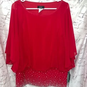 NWT Msk Red Layer Blouse